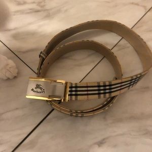 Burberry leather plaid belt